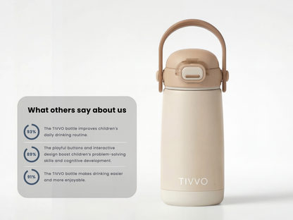 Yellow 3-in-1 TIVVO drinking bottle with percentage 
