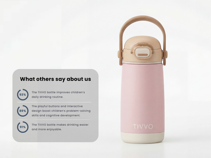 Pink 3-in-1 TIVVO drinking bottle with percentage 