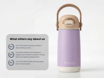 Purple 3-in-1 TIVVO drinking bottle with percentage 