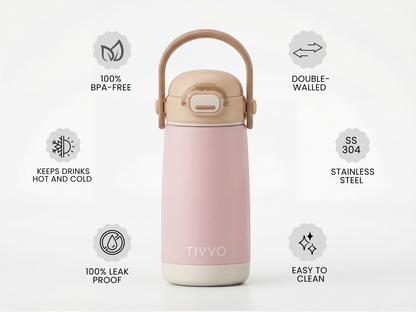 Pink 3-in-1 TIVVO drinking bottle with USP