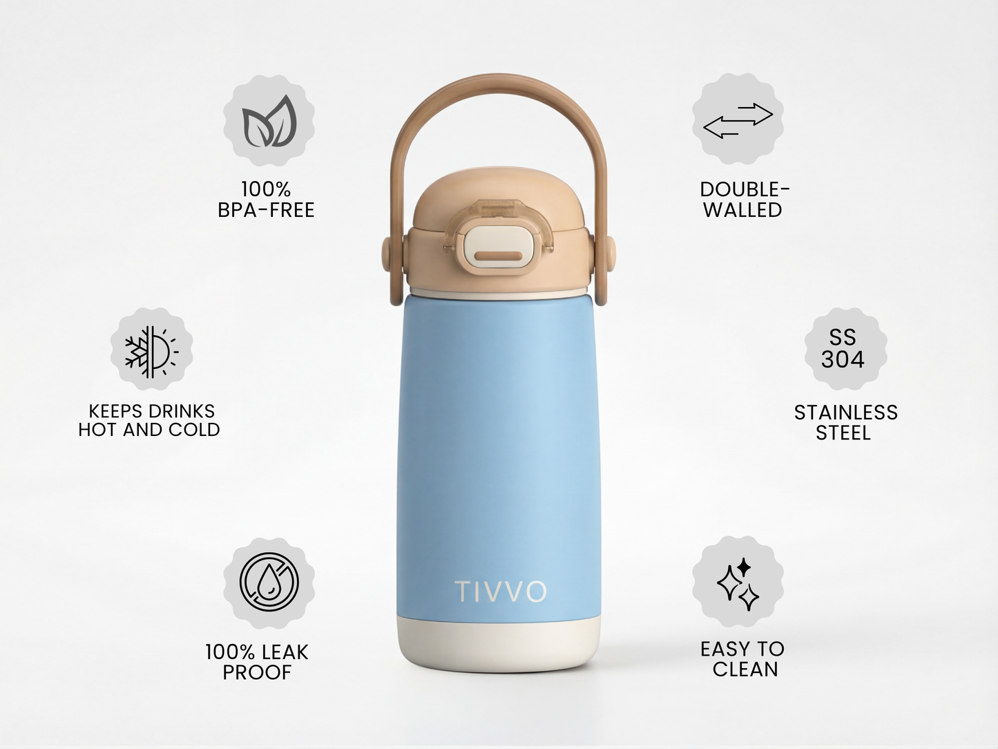 3-in-1 TIVVO drinking bottle Blue with USP 