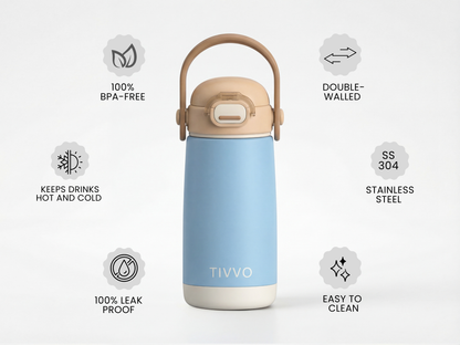 3-in-1 TIVVO drinking bottle Blue with USP 
