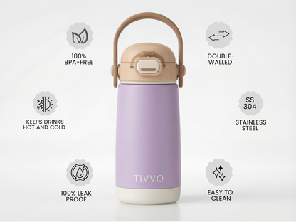 Purple 3-in-1 TIVVO drinking bottle with USP