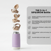 Purple 3-in-1 TIVVO drinking bottle with USP in detail 