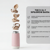 Pink 3-in-1 TIVVO drinking bottle with the USP in detail 